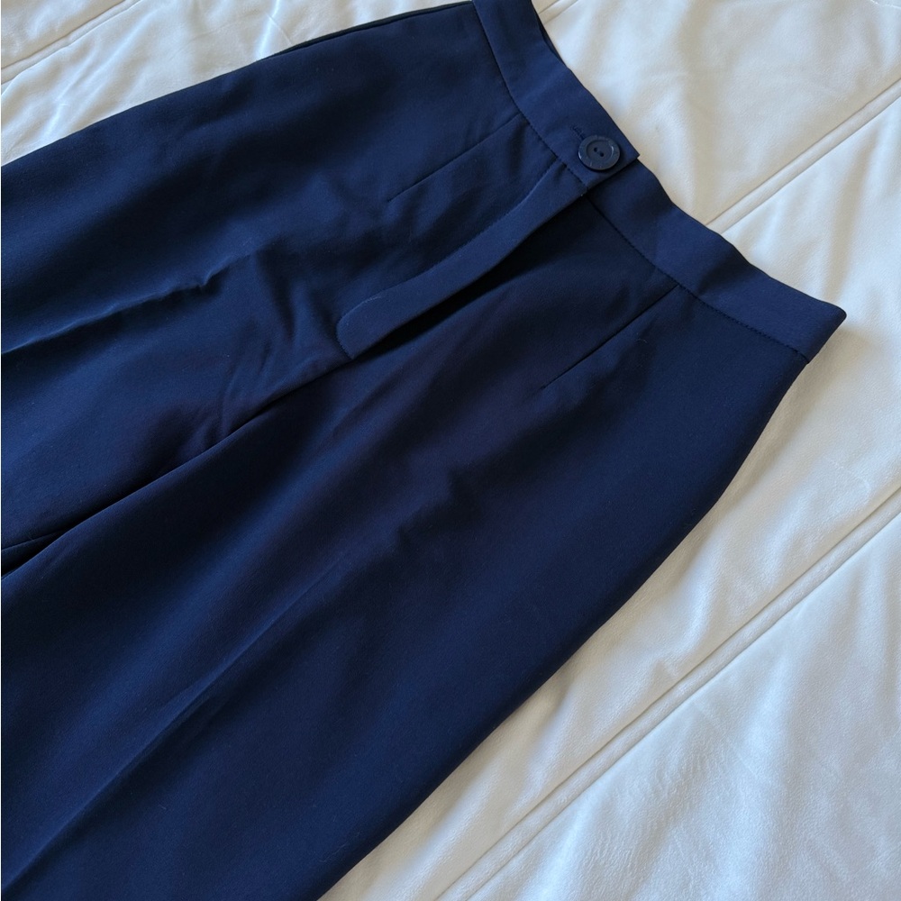 Navy Blue High-Waisted Trousers